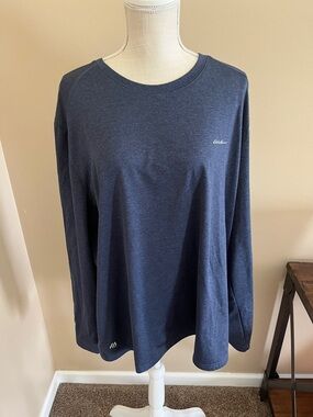Eddie Bauer Heathered Navy Long Sleeve Crew Neck